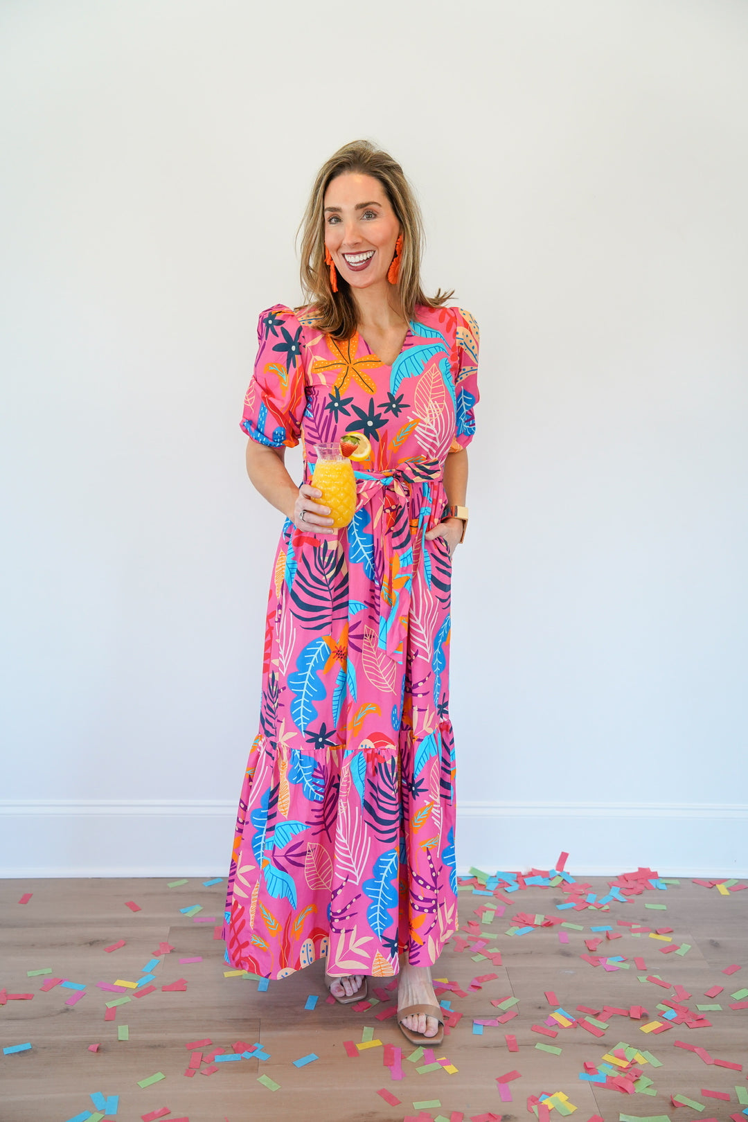 Pink Palms Maxi Dress