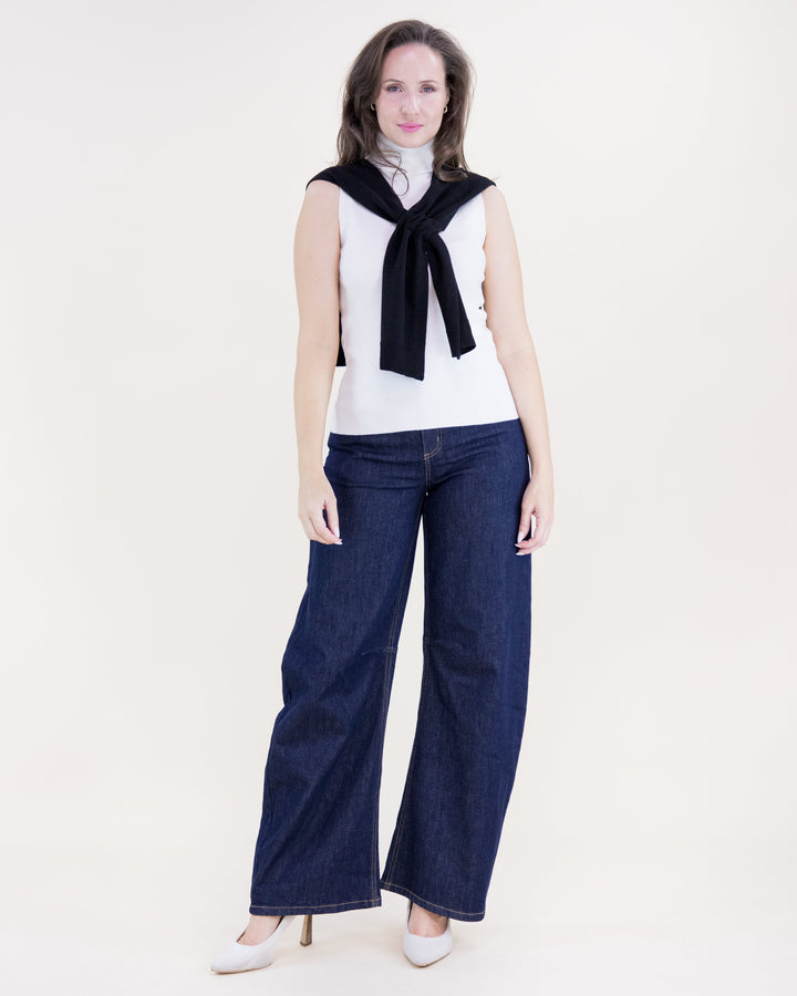 Preppy Knit Sweater Wrap - Black