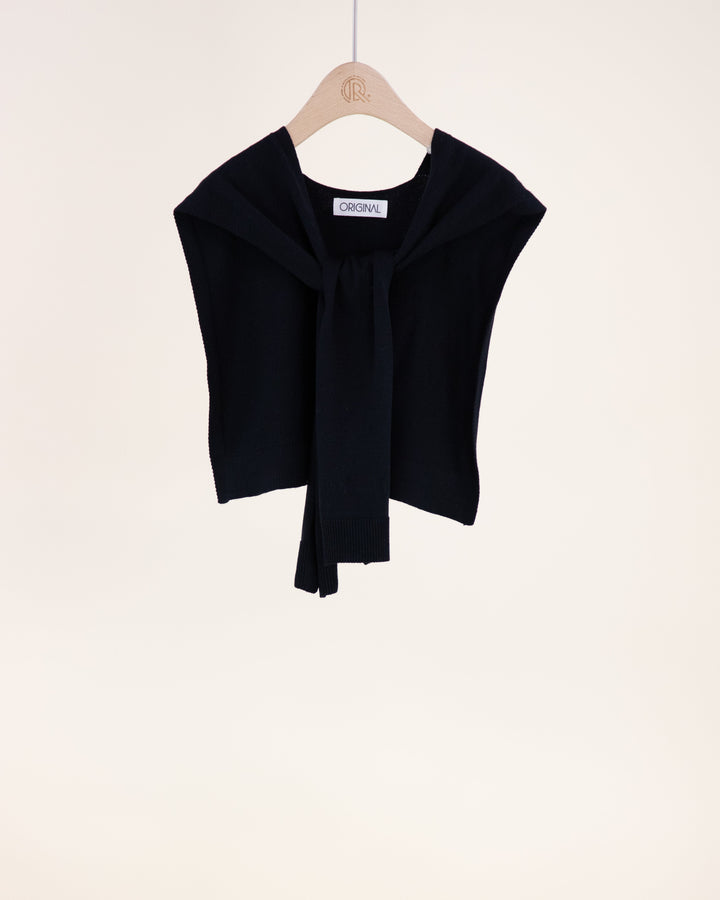 Preppy Knit Sweater Wrap - Black