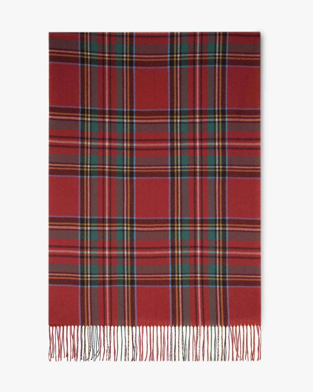 Highland Plaid Fringe Scarf - Red