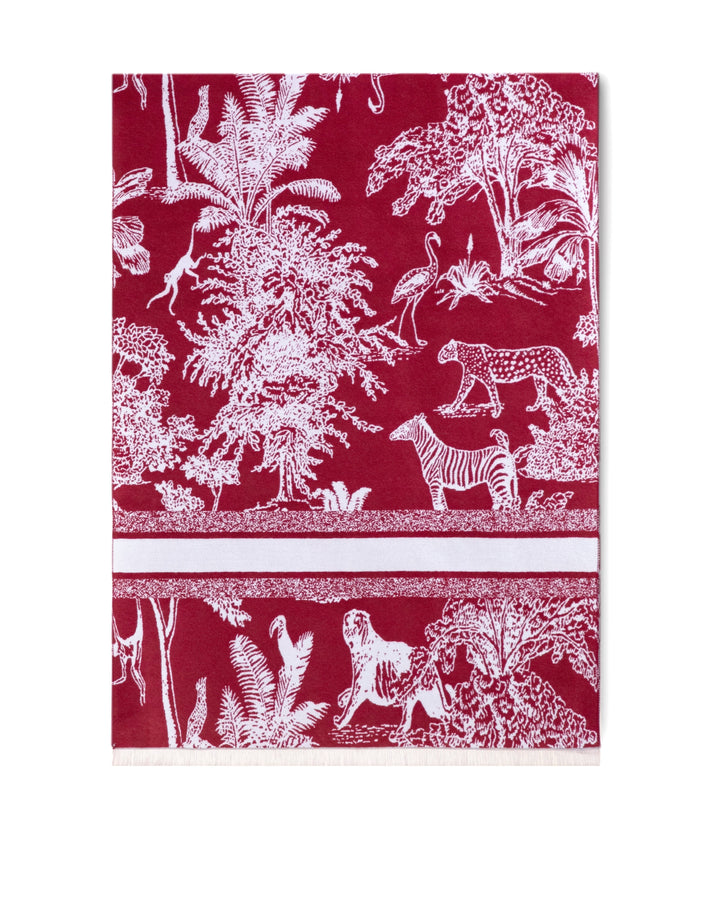 Safari Animal Print Scarf - Burgundy