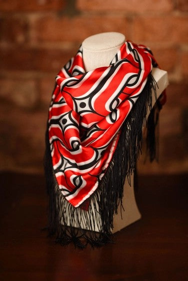 Game Day Fringe Scarf - Red And Black