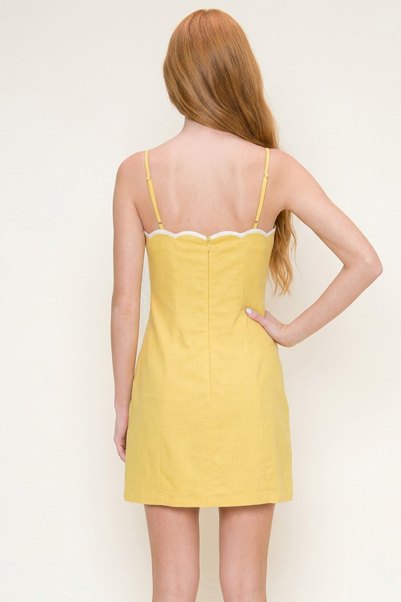 Lemon Scallop Mini Dress