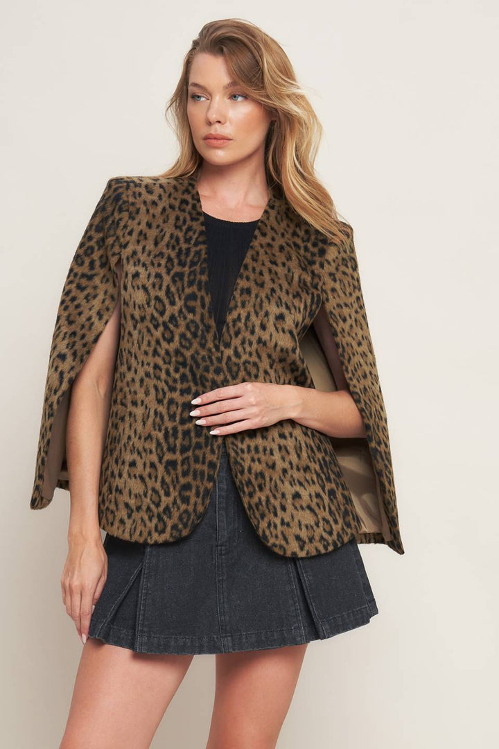 Leopard Cape Blazer