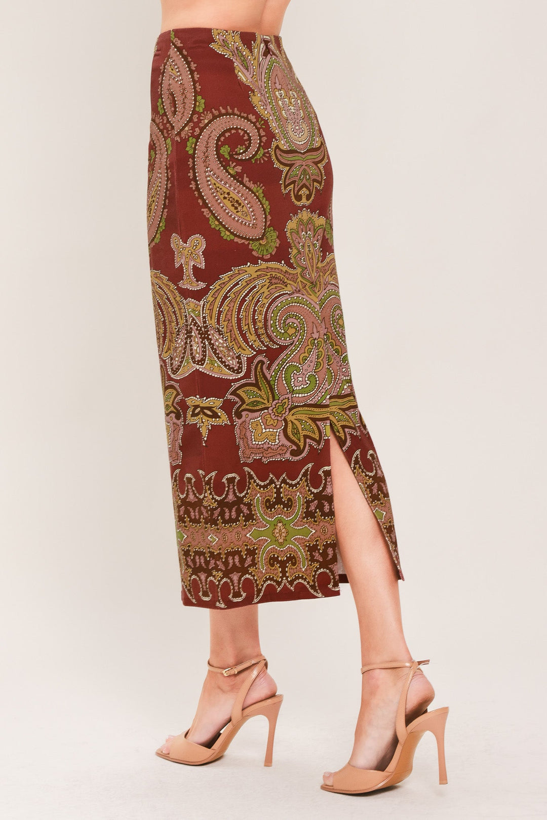 Cosima Set - Maroon midi pencil skirt