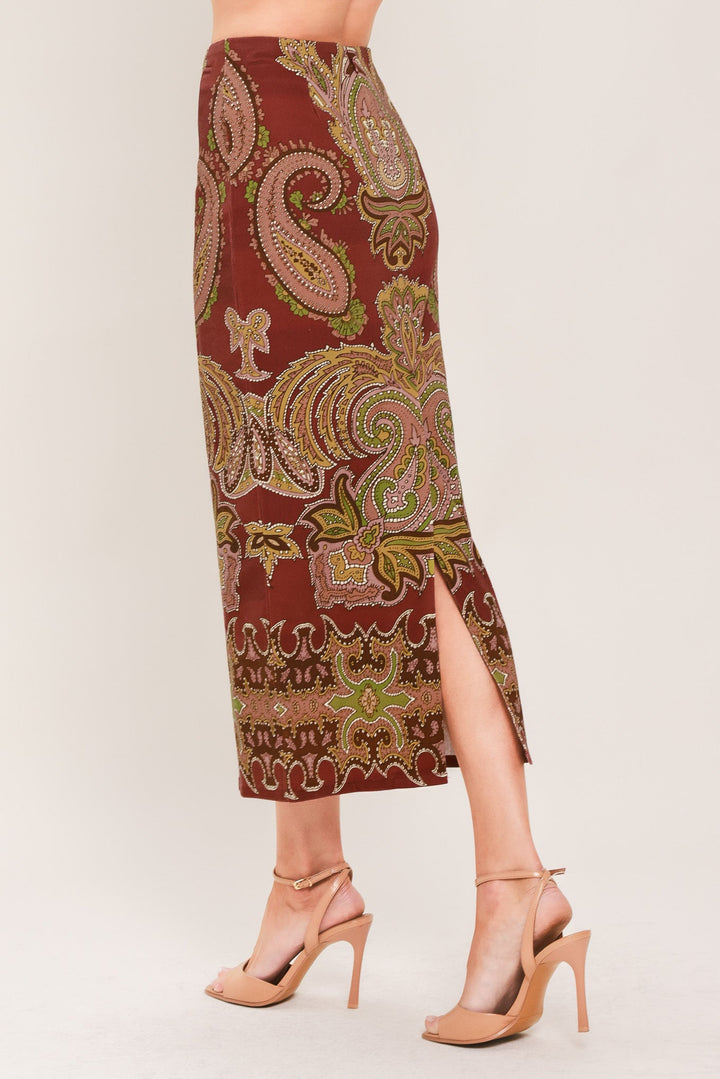 Cosima Set - Maroon midi pencil skirt