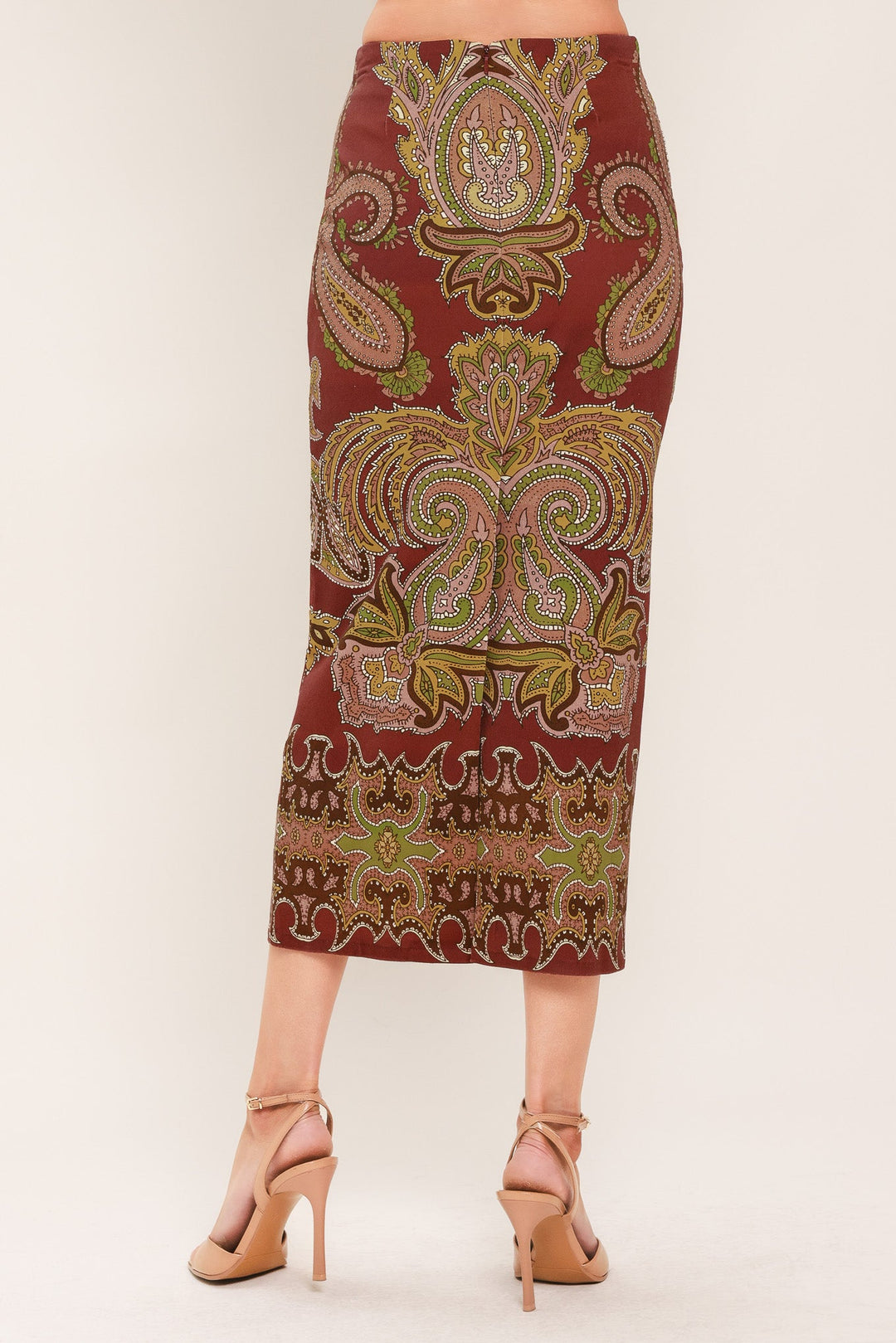 Cosima Set - Maroon midi pencil skirt