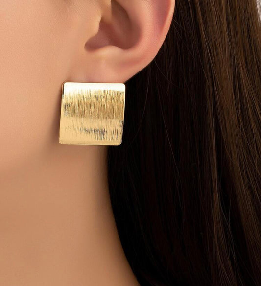 Square Gold Brushed Earring