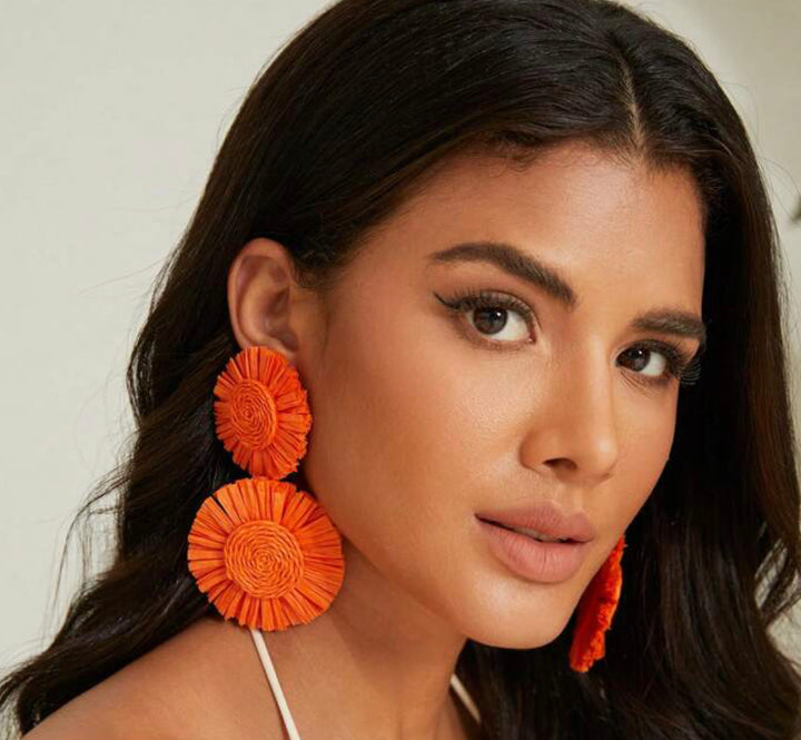 Raffia Flower Earrings