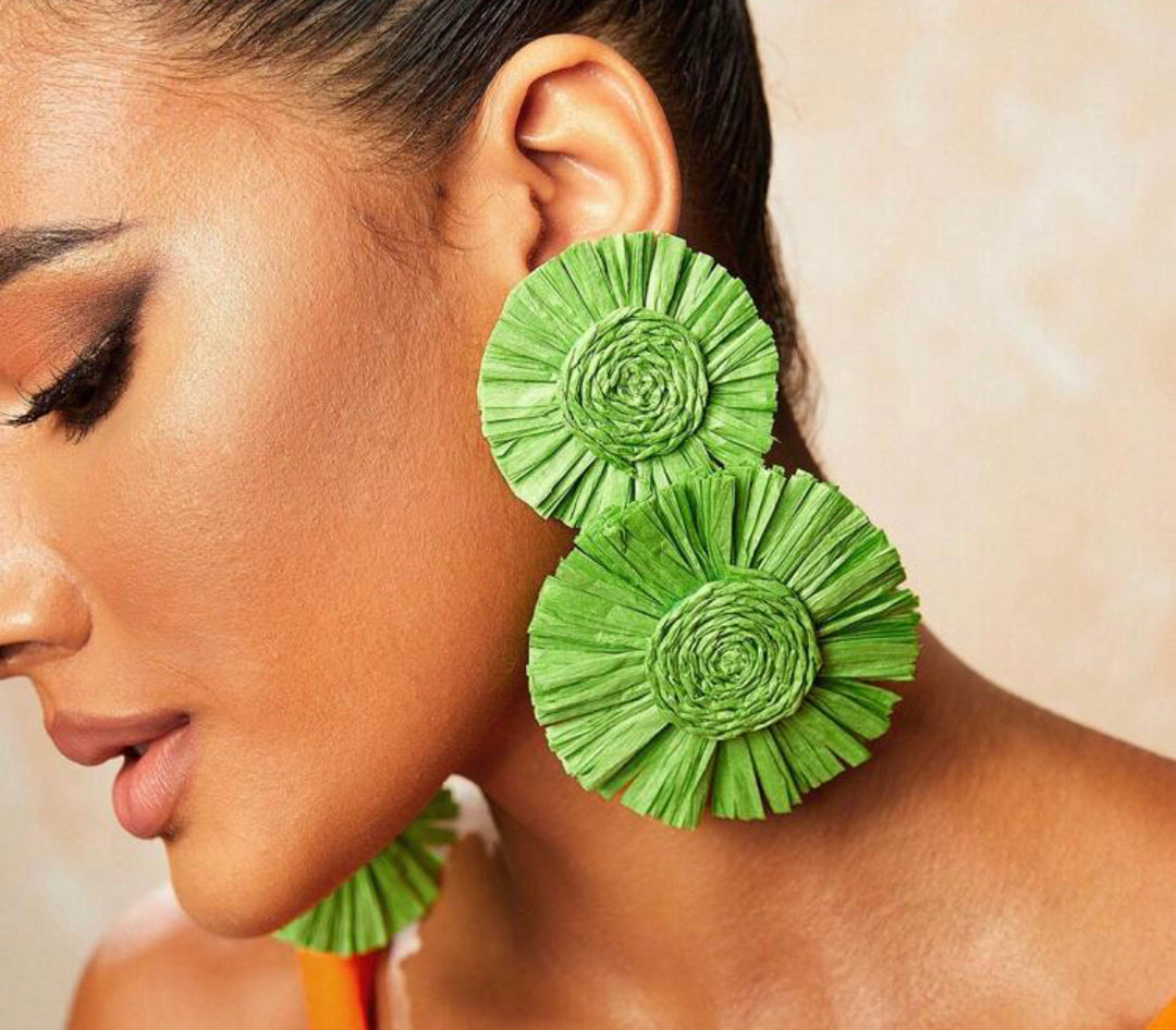 Raffia Flower Earrings