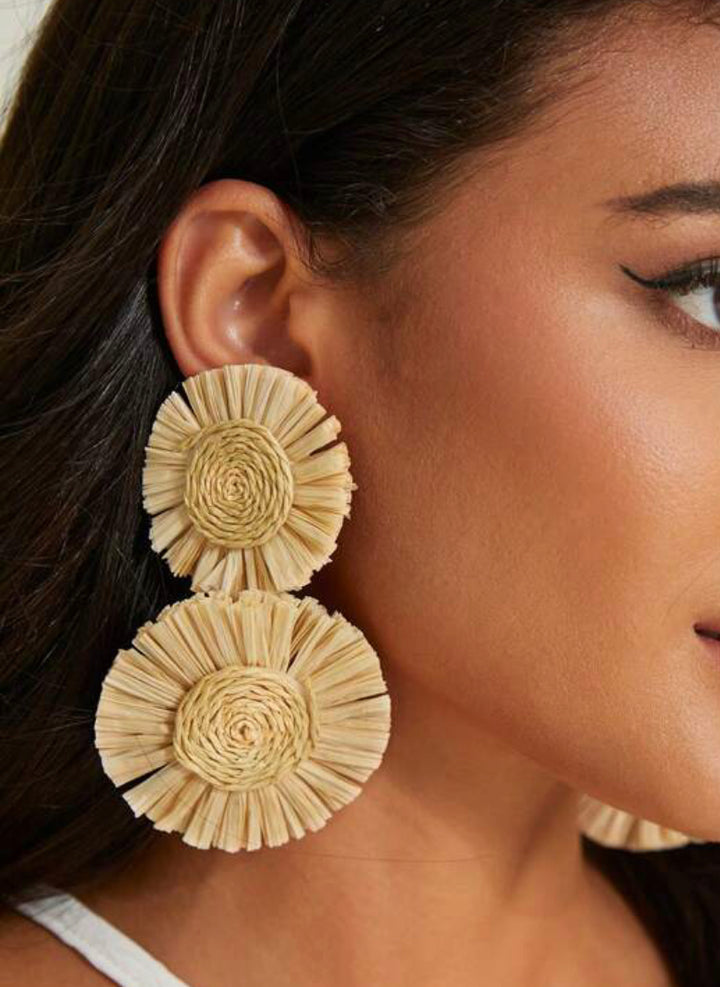 Raffia Flower Earrings