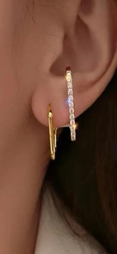 Gold Diamond Faux Piercing Earring