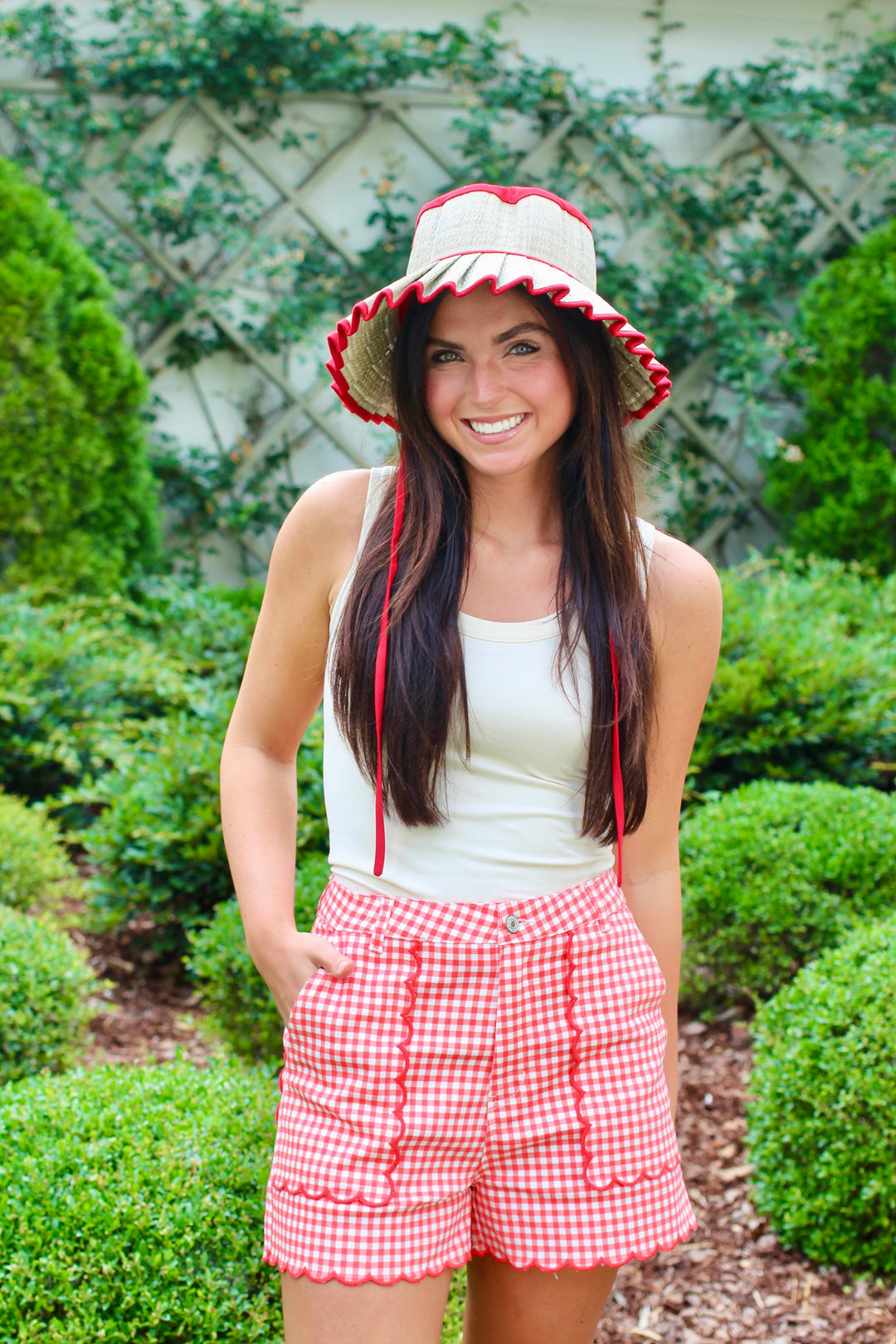 Cherry Gingham Scallop Shorts