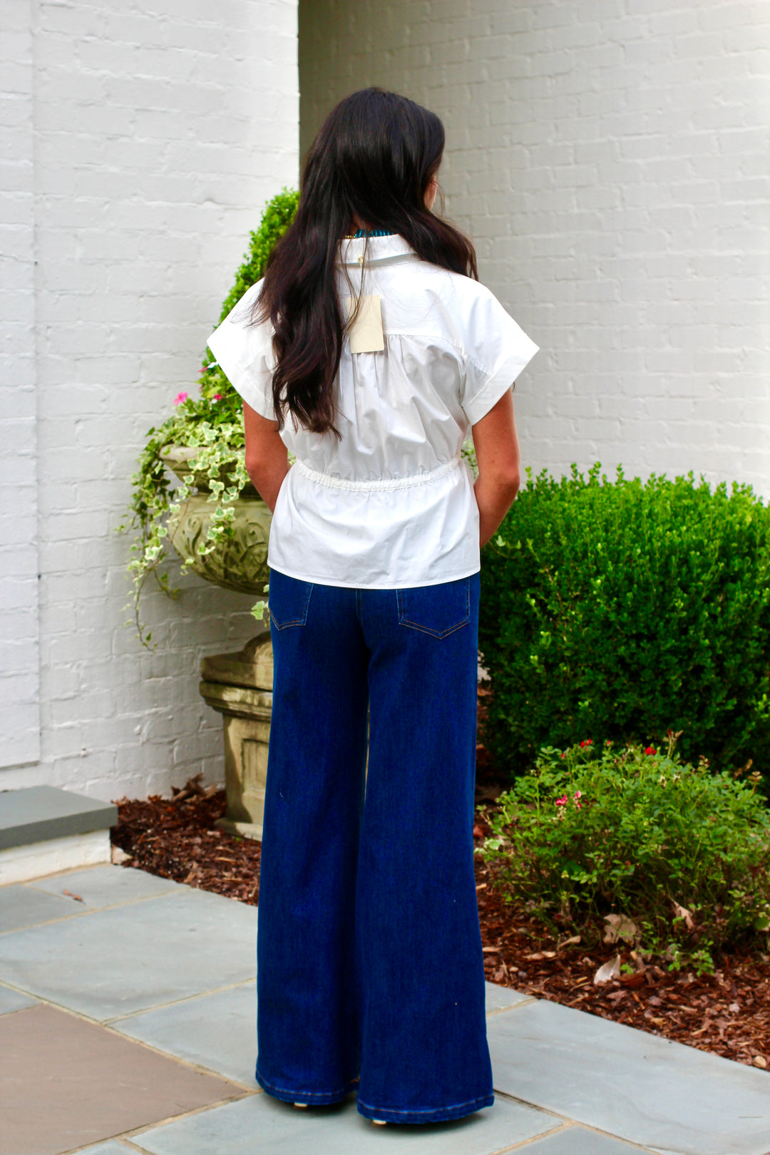 Ivory Drawstring Peplum Top