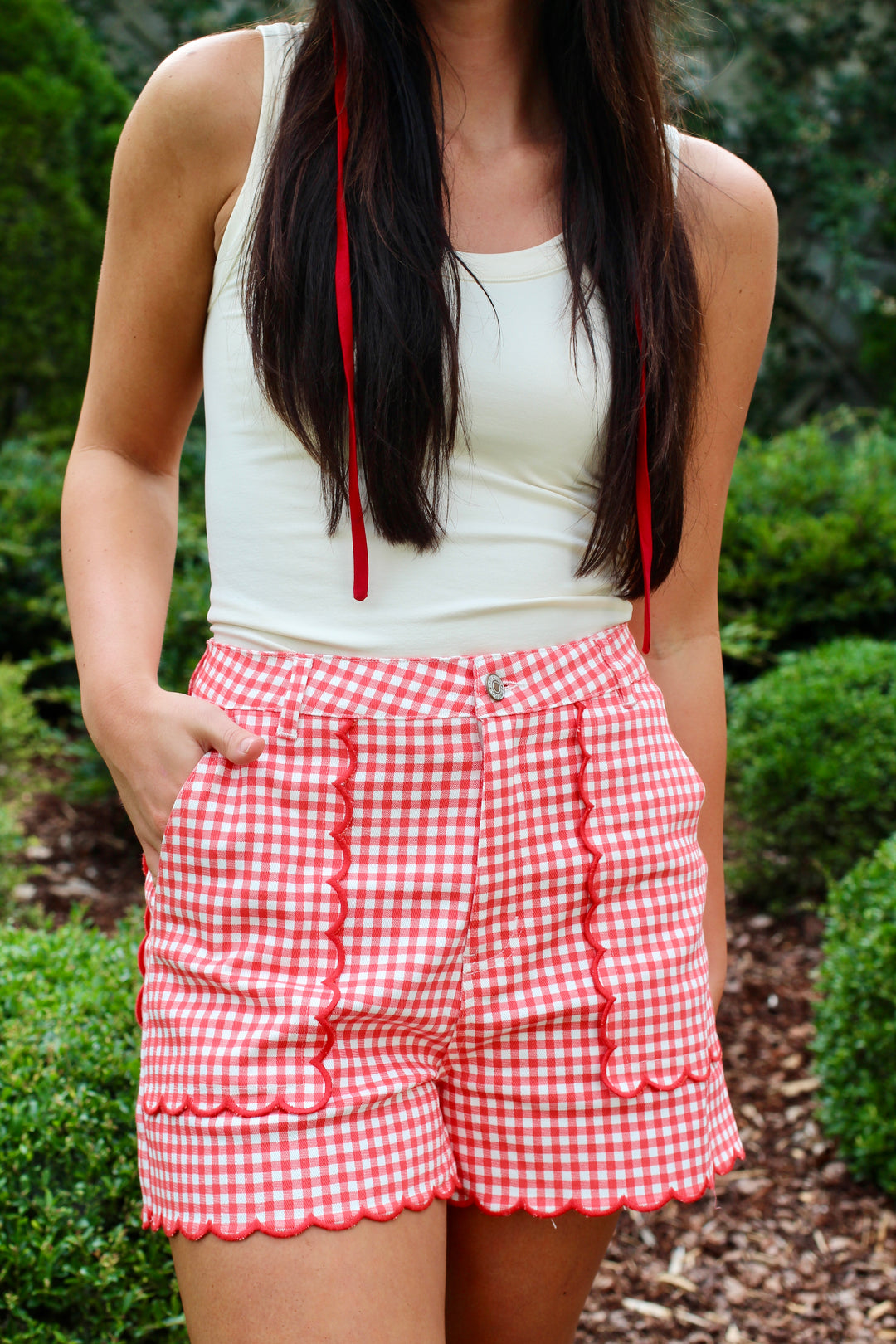 Cherry Gingham Scallop Shorts