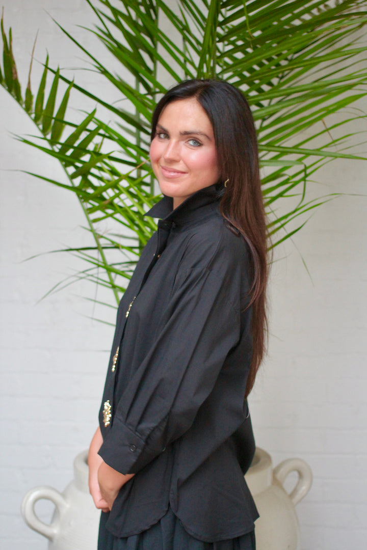 Charleston Button Collar Top