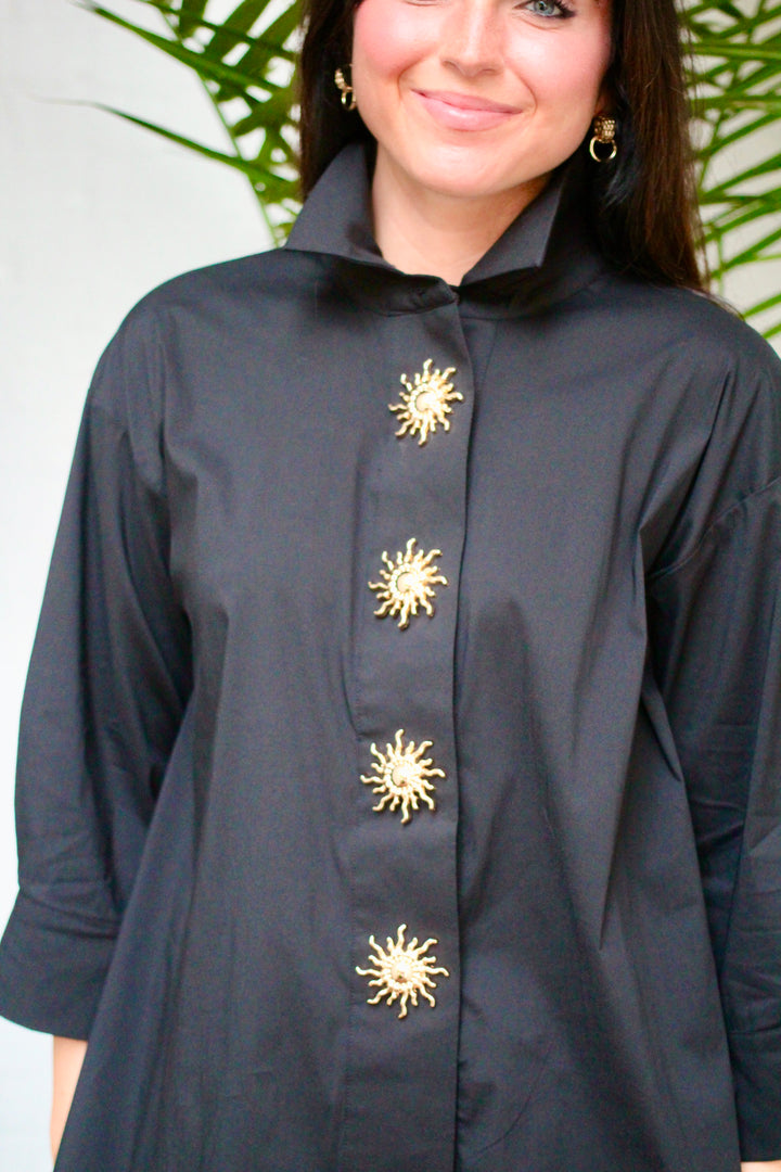 Charleston Button Collar Top
