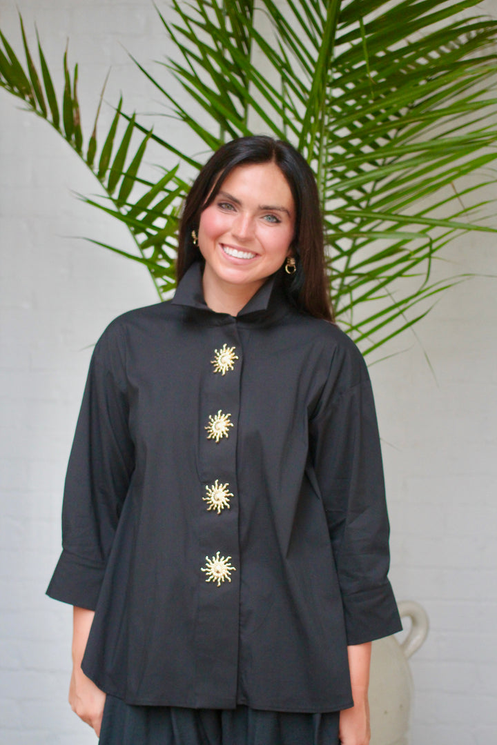 Charleston Button Collar Top
