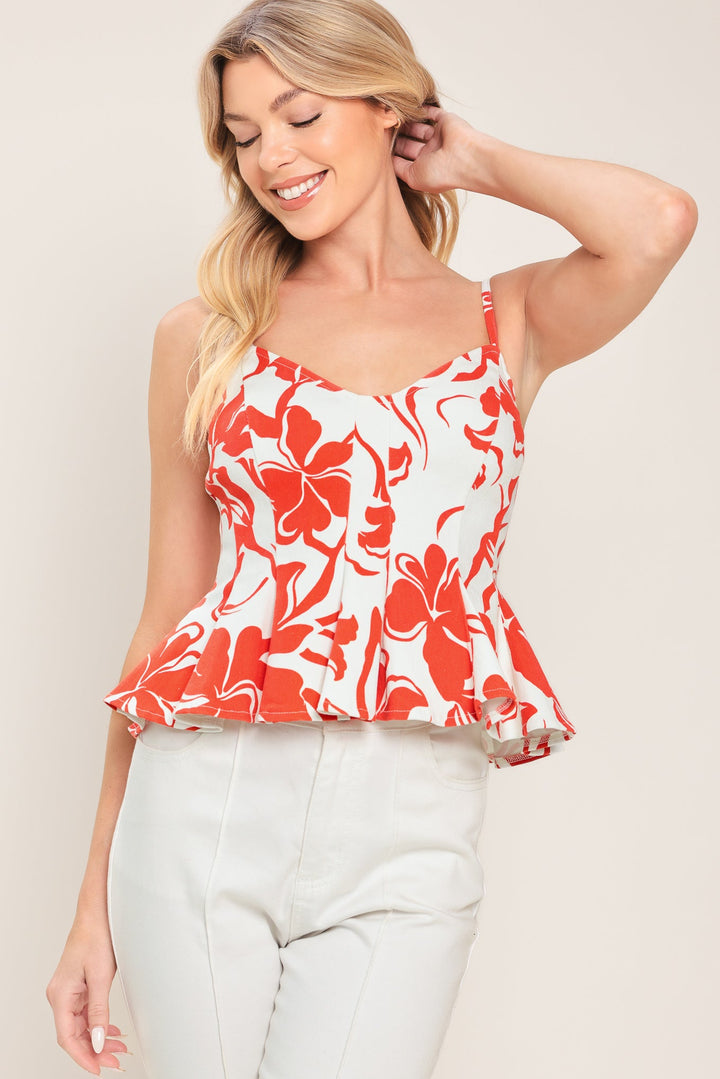 Fleur Top in RED/WHITE