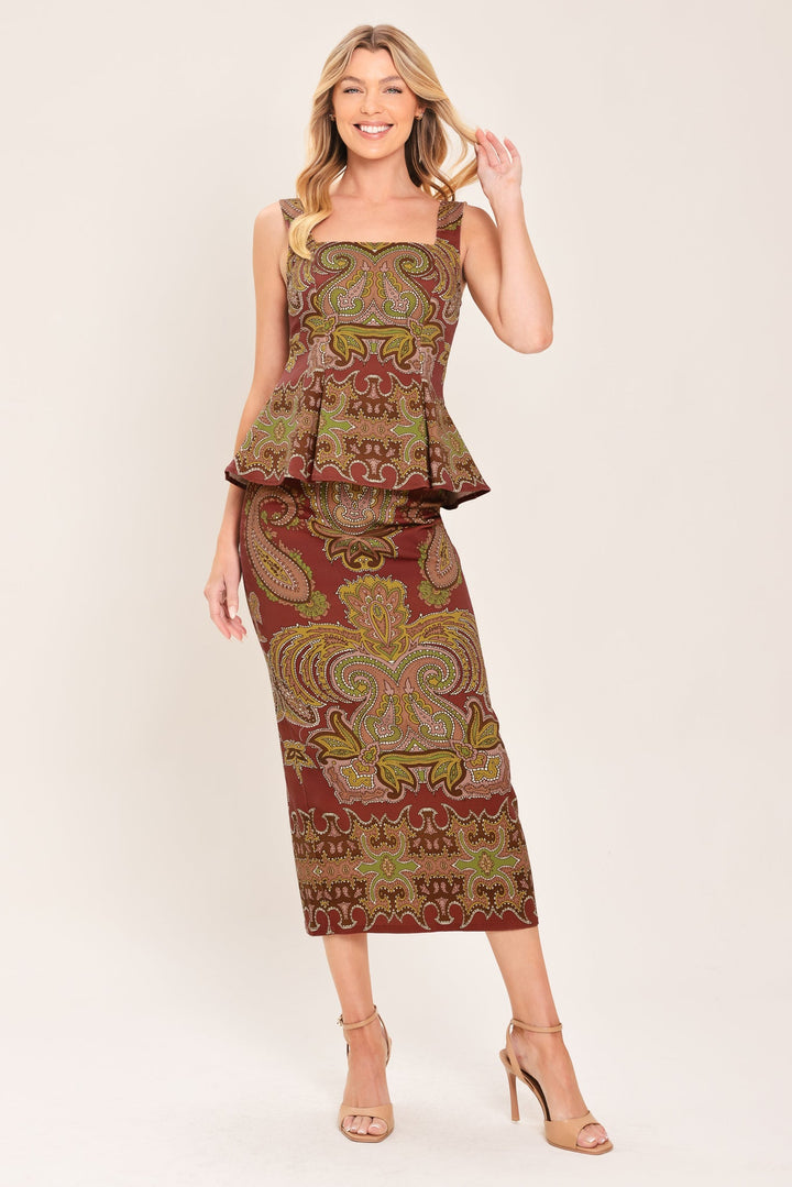 Cosima Set - Maroon peplum top