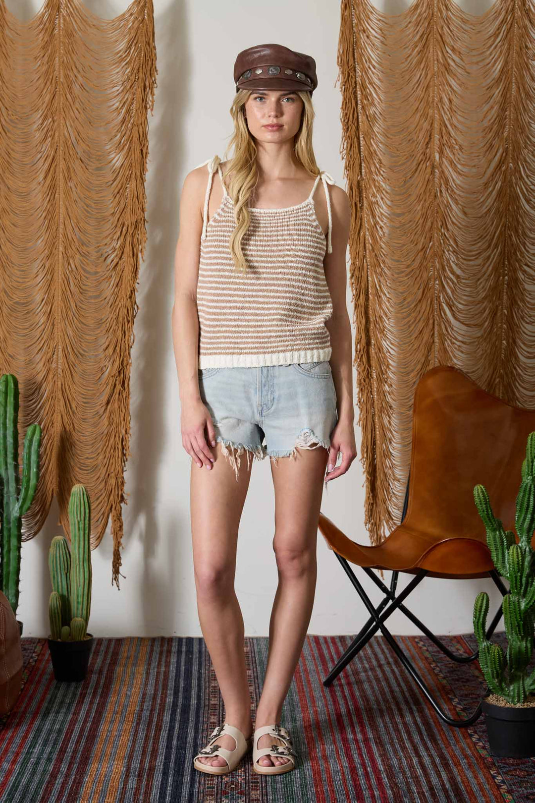 Coastal Stripe Crochet Cami