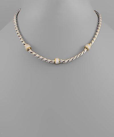Crystal Station Braided Necklace