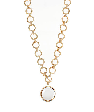Big Pearl Dome Pendant - Cream/Gold