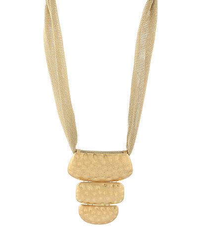 Hammered Mesh Statement Necklace - Gold