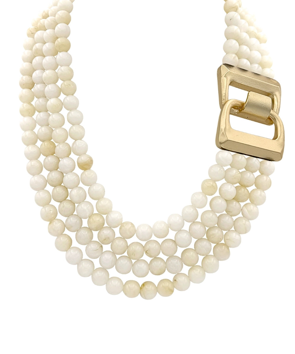 Ivory Layered Agate Bead Necklace