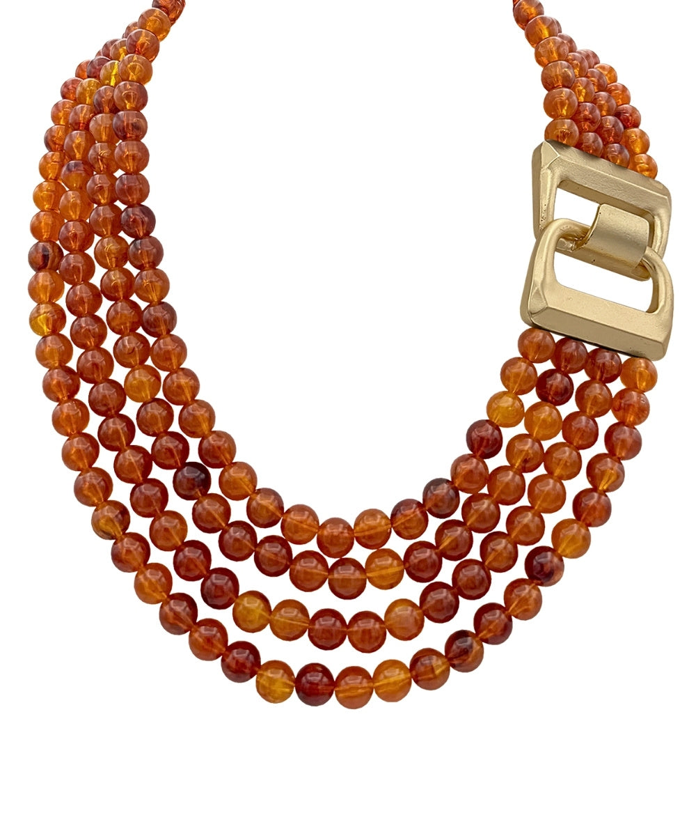 Tortoise Layered Agate Bead Necklace