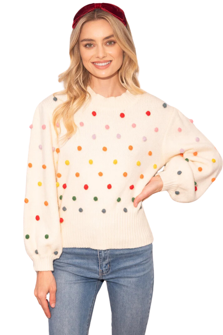 Rainbow Pom Pom Sweater