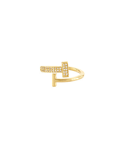 Crystal Cocktail Ring - Clear/Gold