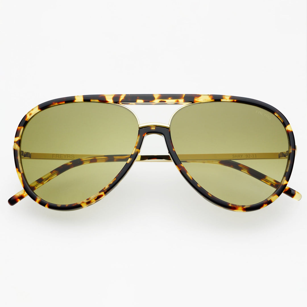 Shay Aviator Sunglasses - Tortoise/Light Green