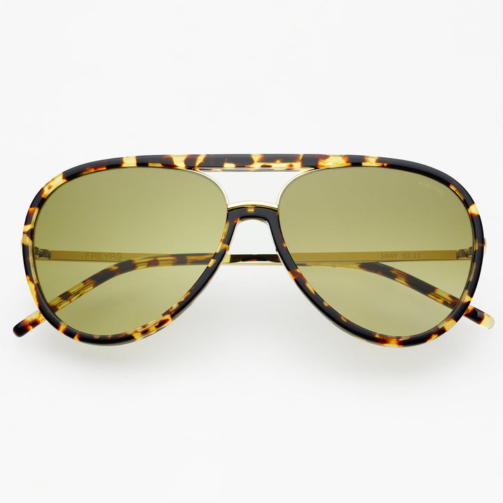 Shay Aviator Sunglasses - Tortoise/Light Green