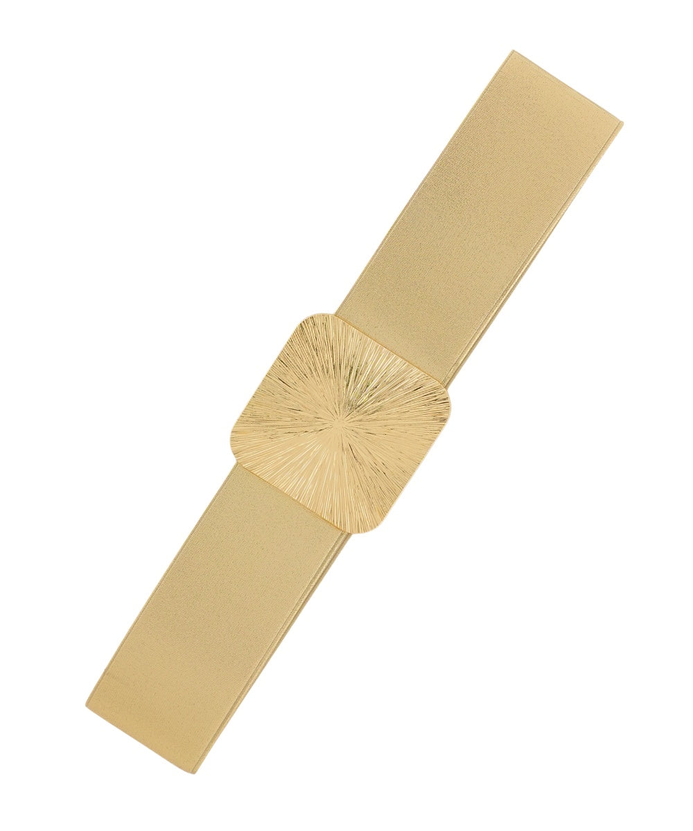 Gold Square Buckle Stretch Belt