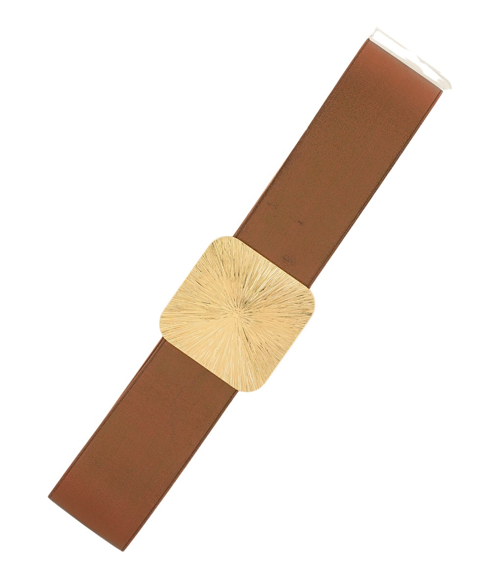 Bronze Square Buckle Stretch Belt