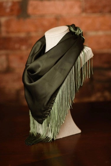 Solid Fringe Scarf - Olive Green