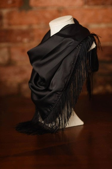 Solid Fringe Scarf - Black