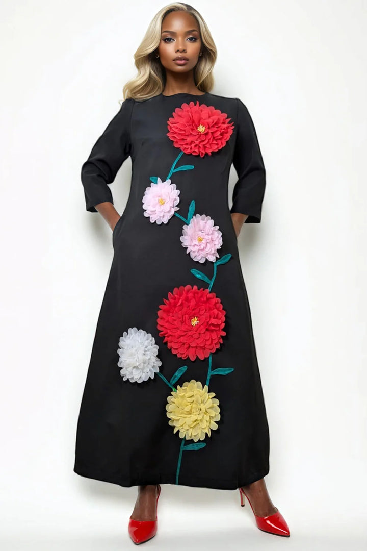 Flower Applique Dress