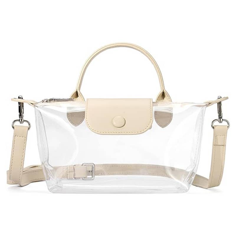Clear Stadium Mini Crossbody Bag in Beige