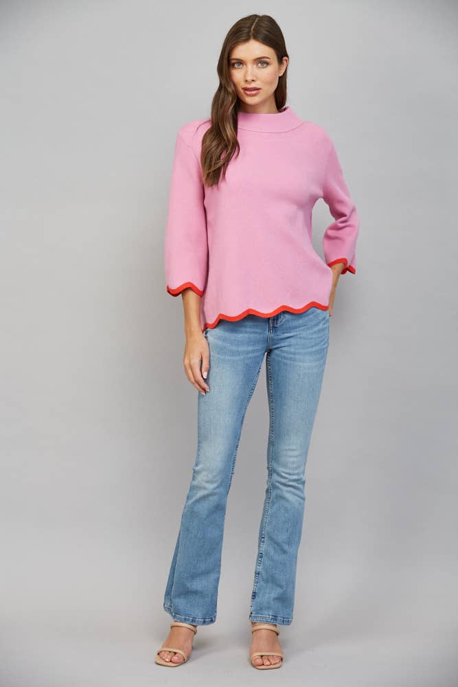 Carys Sweater in dusty orchid/tomato — view 6