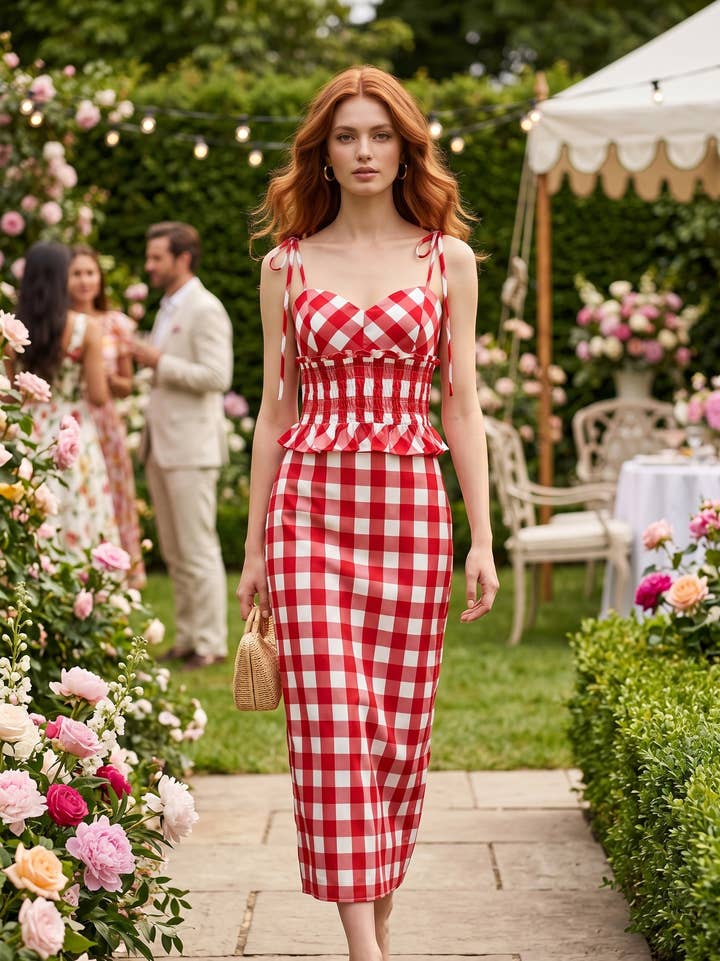 30A Gingham Set - red/white