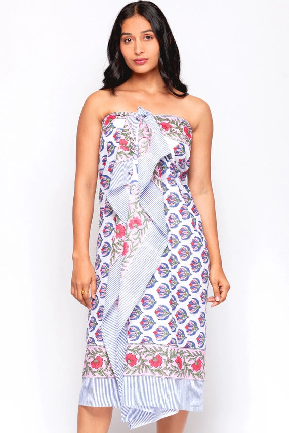 Sanuda Sarong Navy And Fuchsia