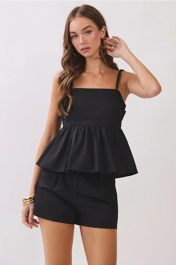Beaded Strap Peplum Set