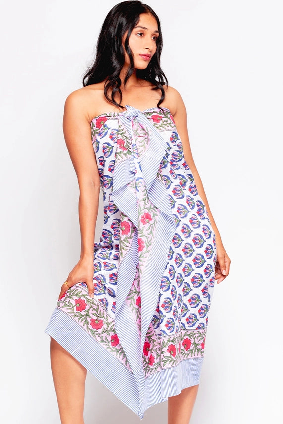 Sanuda Sarong Navy And Fuchsia