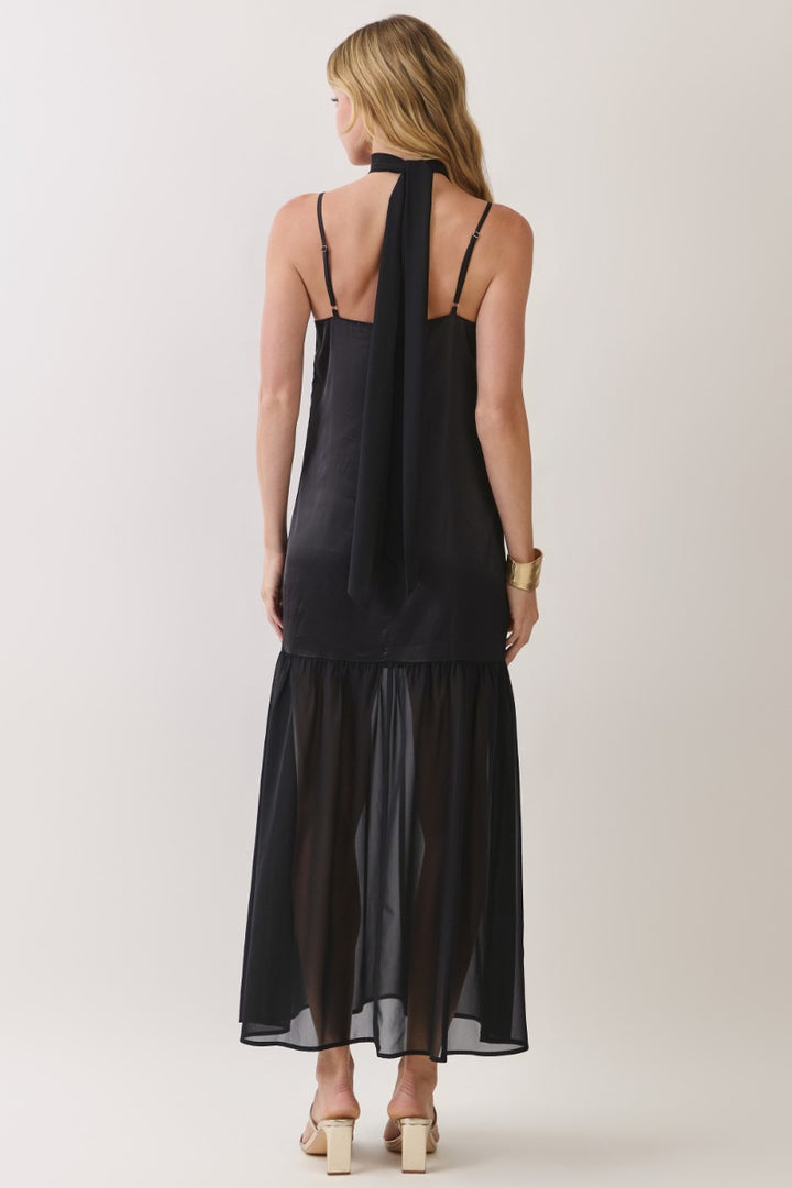 Chiffon Scarf Accent Maxi - Black