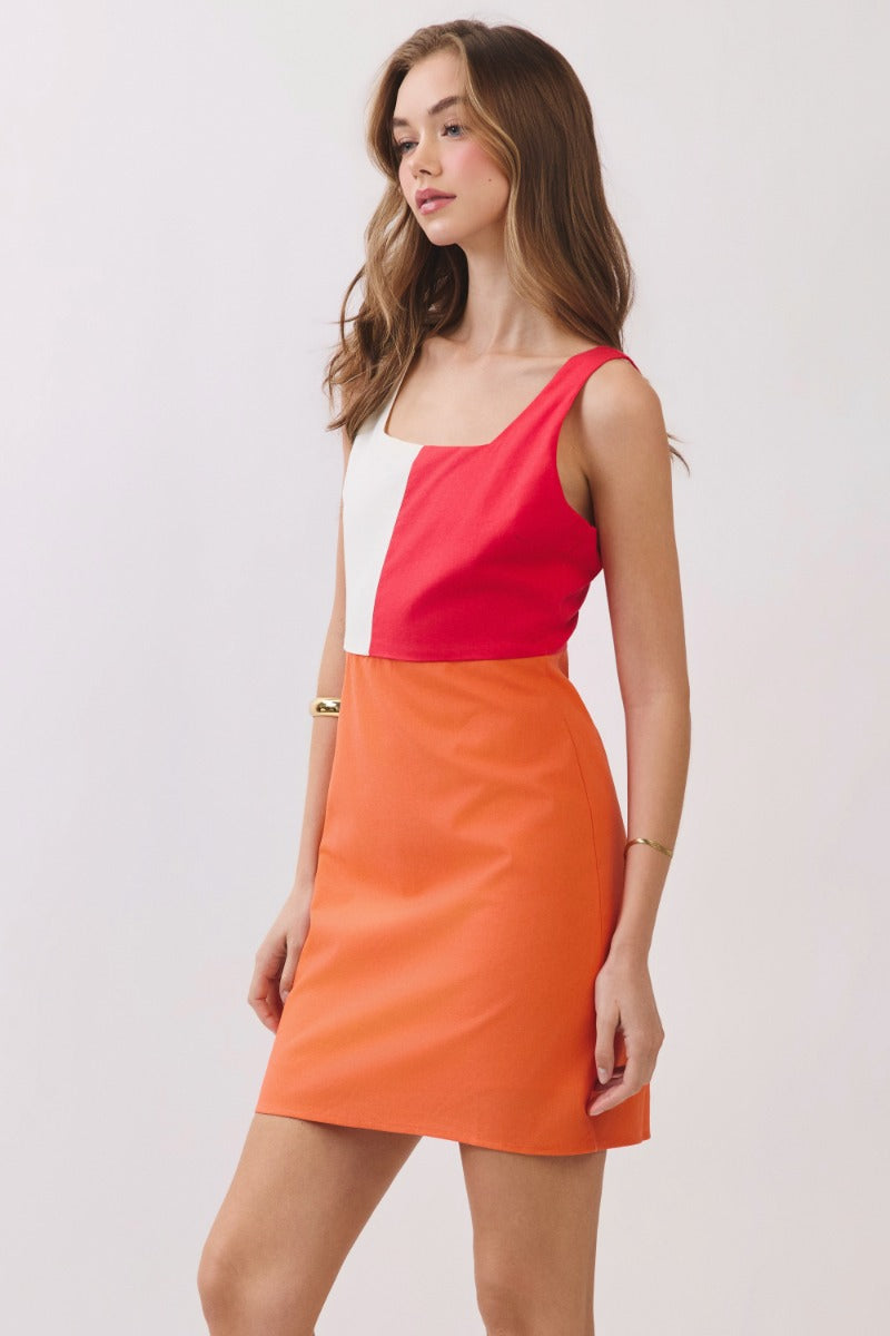 Color Block Square Neck Mini