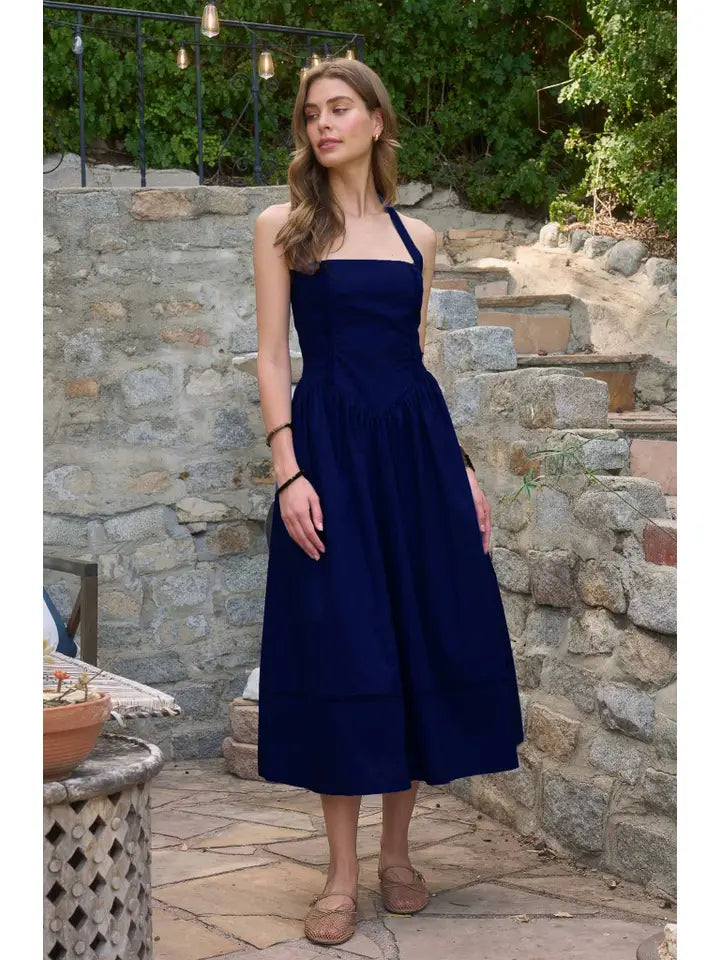 navy halter midi dress In The Navy Halter Dress