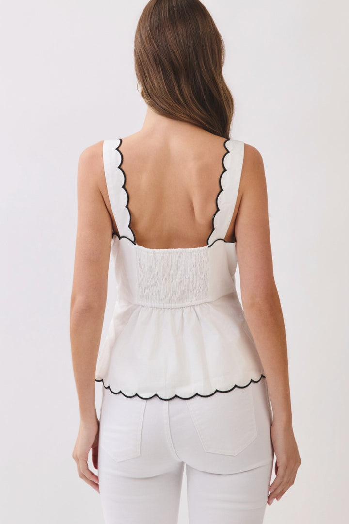 Scallop Square Neck Sleeveless Top