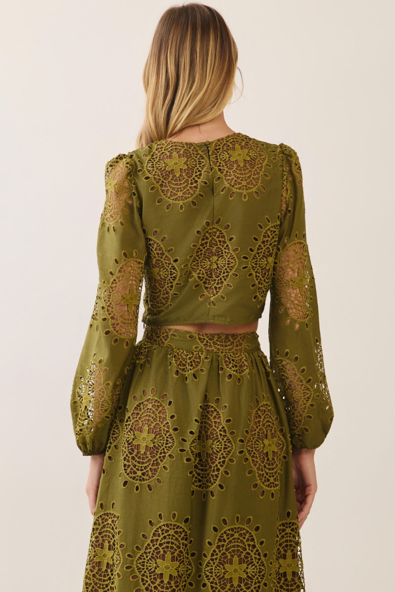 Helena Set in olive eyelet